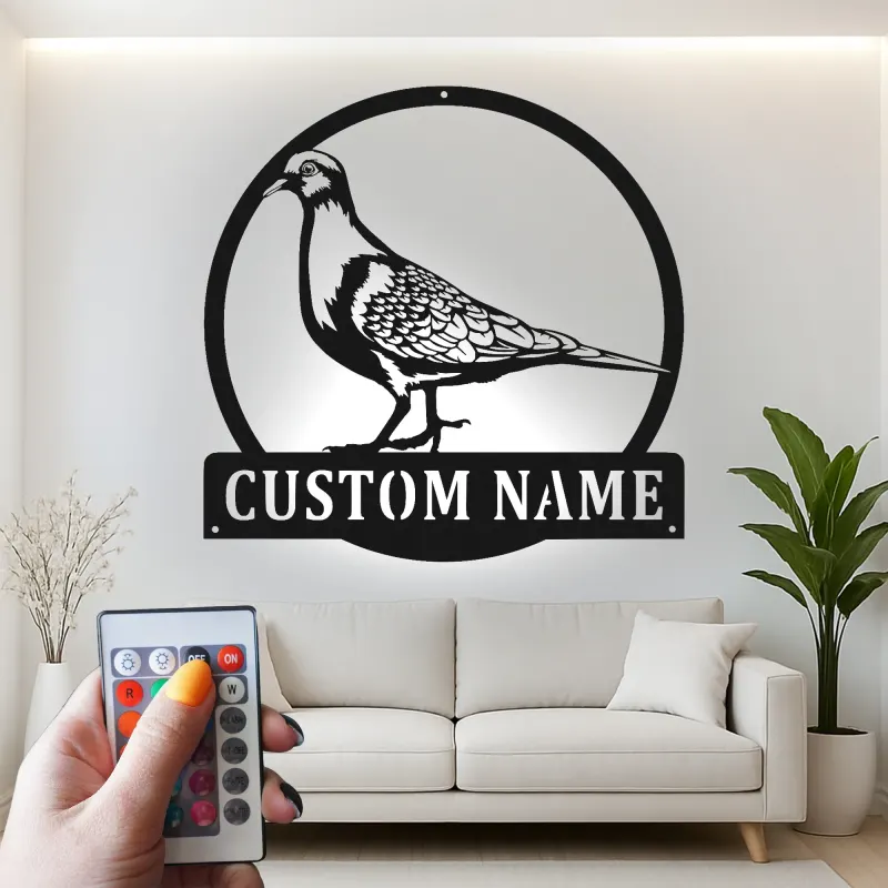 Panneau LED Pigeon Personnalisé | Art en Métal Oiseau sur Mesure | Décoration de Jardin et Patio pour Amateurs d'Oiseaux