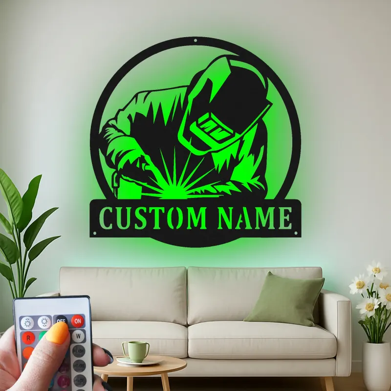 Décoration murale en métal LED personnalisée pour soudeurs - Cadeau pour la décoration de garage ou d'atelier 1
