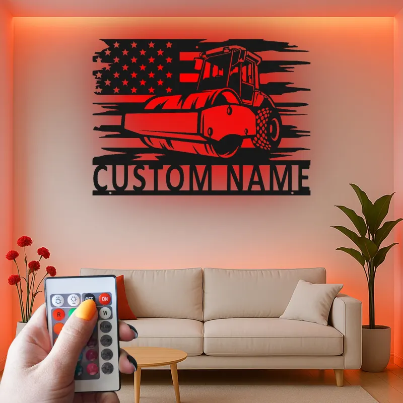 Panneau Métallique Routeur Personnalisé | Art LED de Construction Personnalisé | Cadeau pour Opérateur de Machinerie Lourde | Décoration de Garage Industrielle
