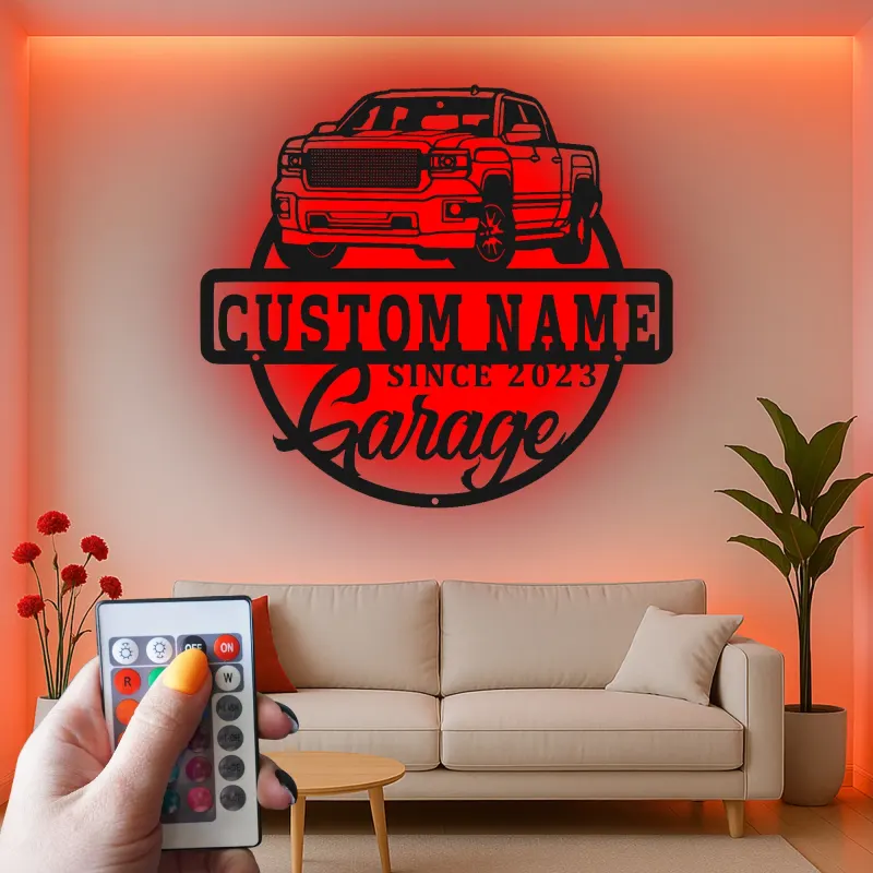 Cartel de metal LED personalizado para garaje de camiones, regalo para entusiastas de coches, decoración de man cave