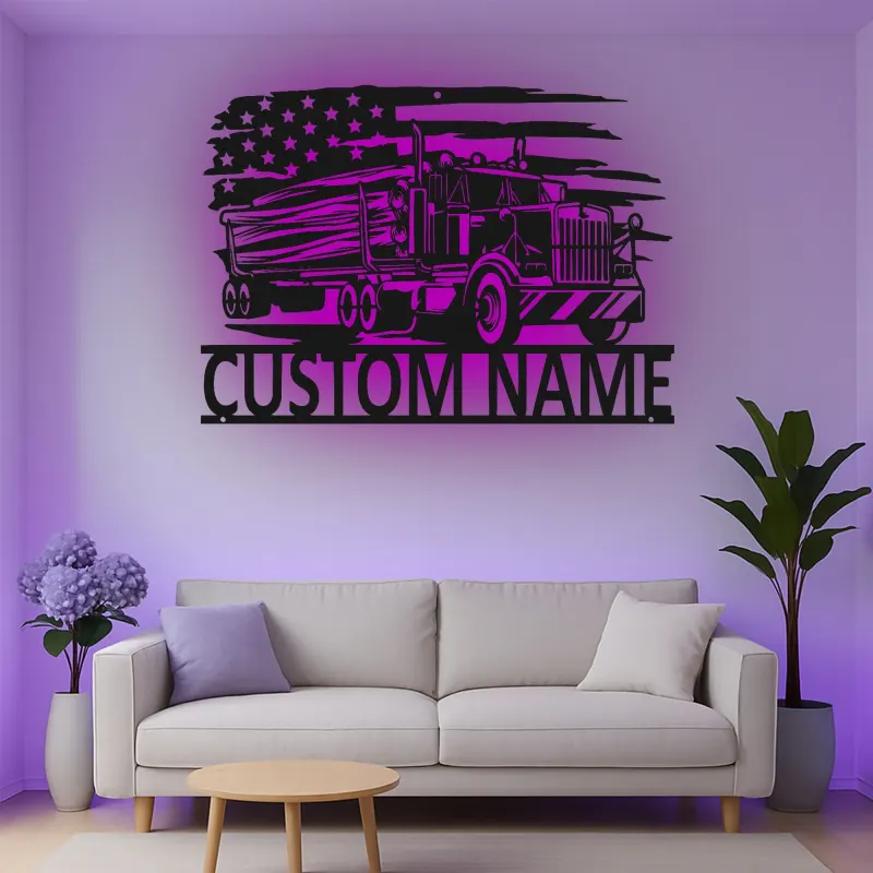 Cartel de metal LED personalizado para camiones, regalo para camioneros, decoración de pared de garaje para entusiastas de camiones