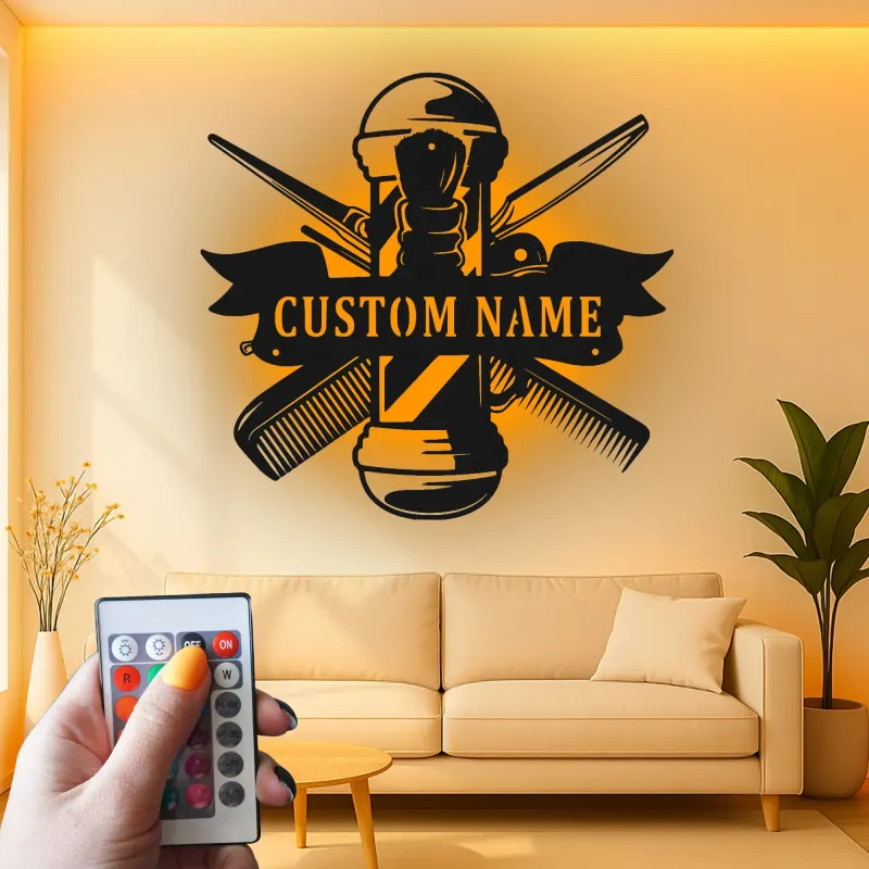 Personalisierte LED-Beleuchtung Metall-Wandkunst für Friseursalons 1