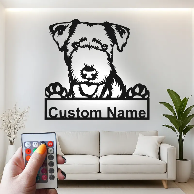 Custom Dog Led Light Metal Wall Art Personalized Pet Parent Gift Living Room Decor for Dog Lovers 4