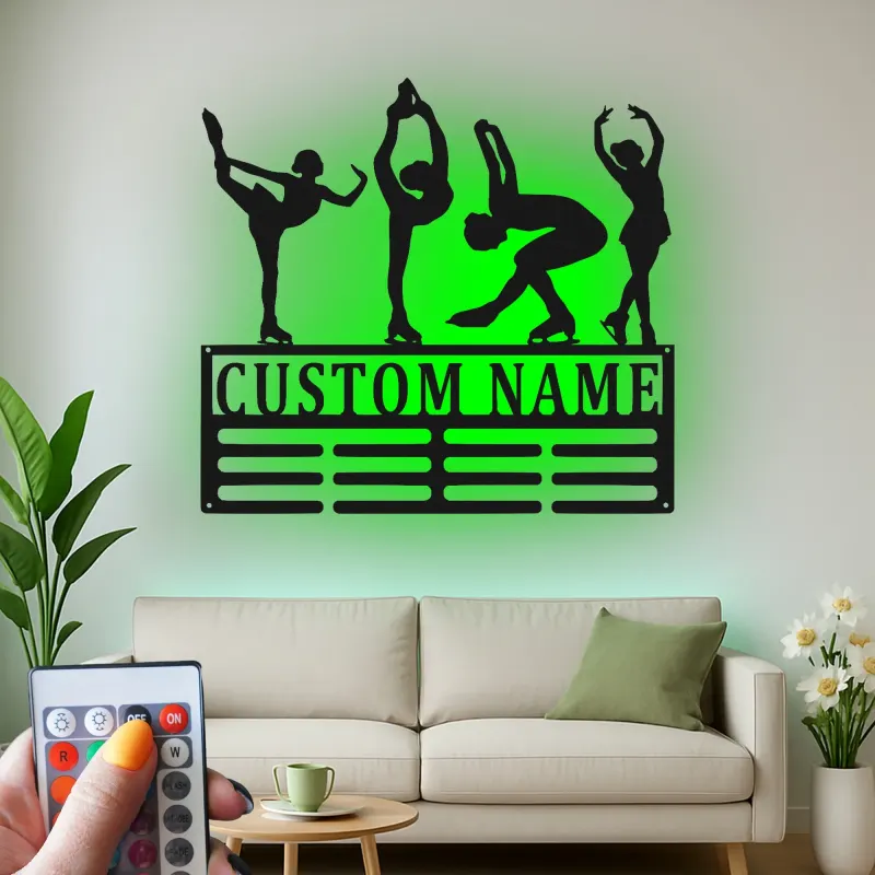 Cartel de metal LED personalizado de patinadora artística - Regalo personalizado para entusiastas del patinaje, decoración de dormitorio o estudio