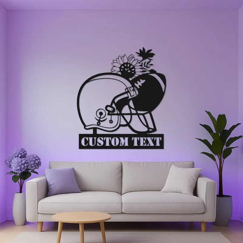Custom Football Helmet LED Sign | Personalized Metal Wall Art for Game Room | Sports Fan Gift | Man Cave Decor