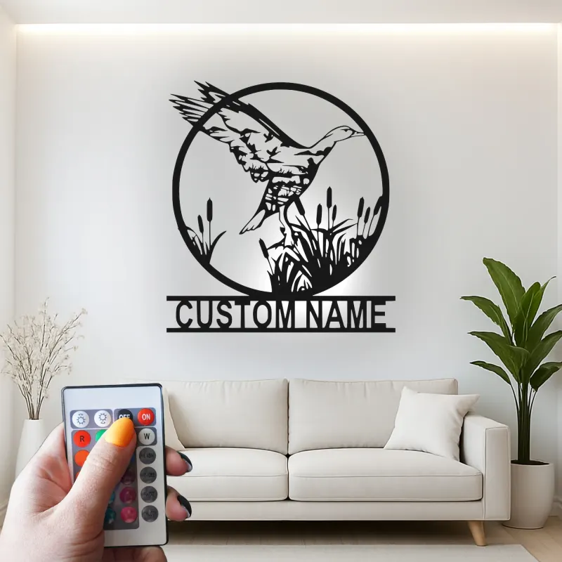 Décoration murale en métal personnalisée Oiseau en Vol avec rétroéclairage LED Cadeau pour amoureux de la nature Décor de chambre ou de salon