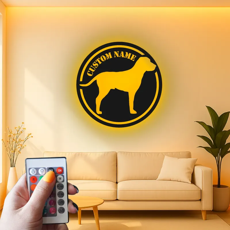 Personalisierte Labrador Retriever LED-beleuchtete Metall-Wandkunst – Geschenk für Hundeliebhaber