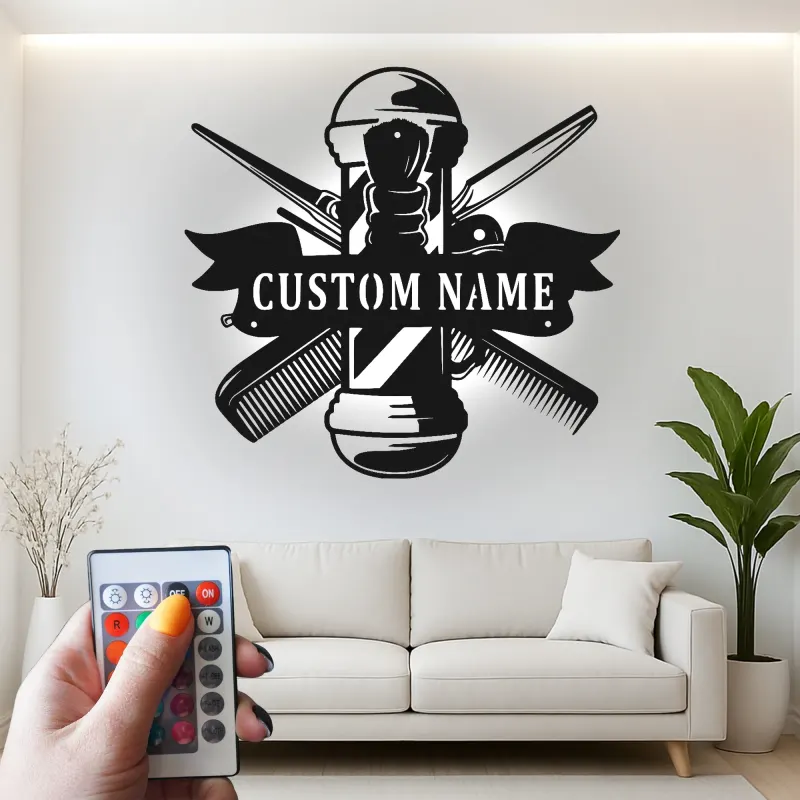Personalisierte LED-Beleuchtung Metall-Wandkunst für Friseursalons 1