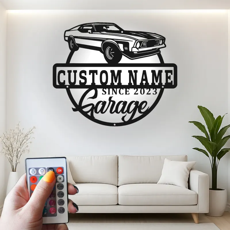 Custom Muscle Car Led Light Metal Wall Art Personalized Garage Gift for Car Enthusiasts Man Cave Decor 5