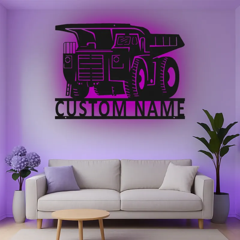 Cartel de metal LED de camión volquete personalizado, regalo para entusiastas de la construcción, decoración de garaje u oficina