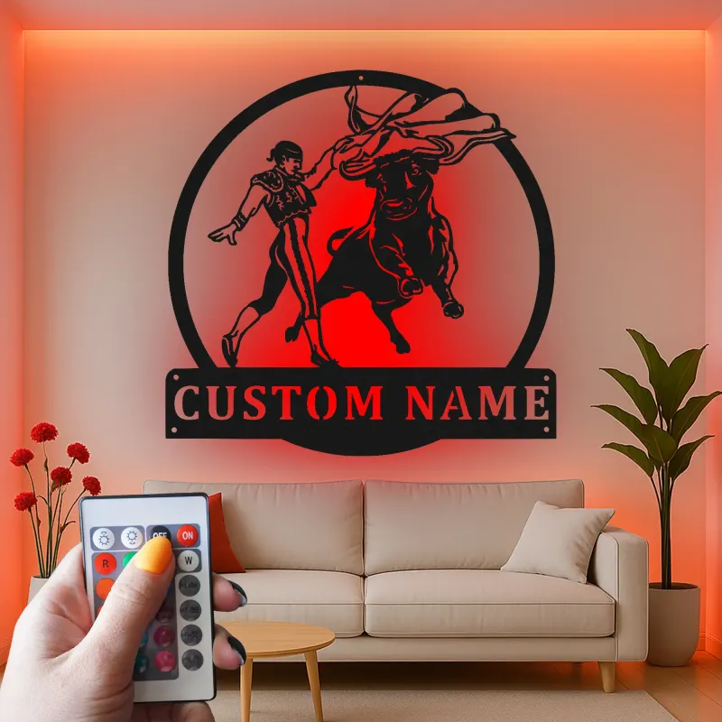 Cartel de metal LED personalizado de Matador y Toro, regalo para entusiastas de la tauromaquia, decoración para sala de estar