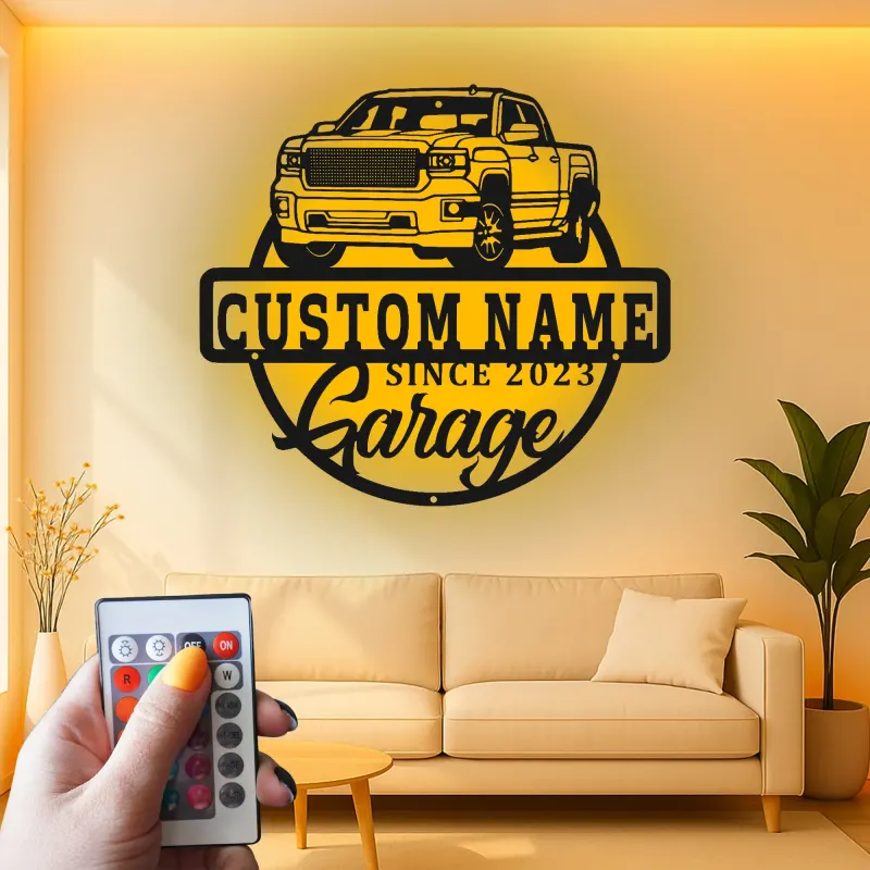 Cartel de metal LED personalizado para garaje de camiones, regalo para entusiastas de coches, decoración de man cave