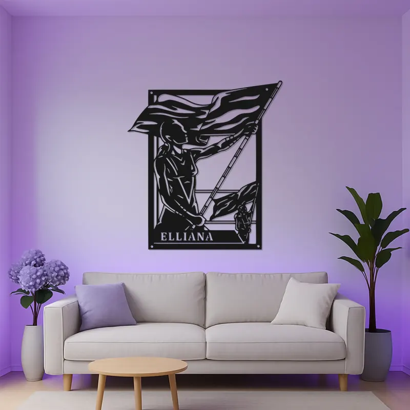 Cartel de metal LED de soldado femenino | Decoración patriótica personalizada | Cartel de nombre militar personalizado | Regalo para veteranos