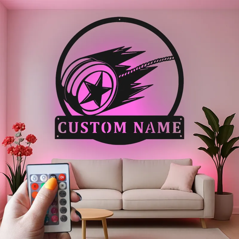 Custom Yo-Yo Led Light Metal Wall Art Personalized Gift for Toy Enthusiasts Game Room Decor