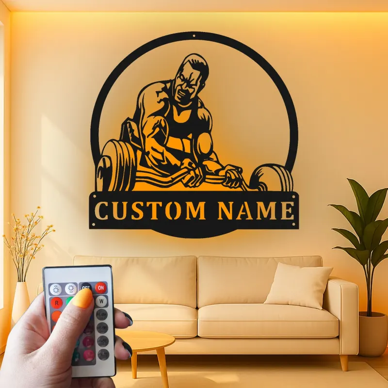 Décoration murale en métal LED personnalisée pour motivation de fitness
