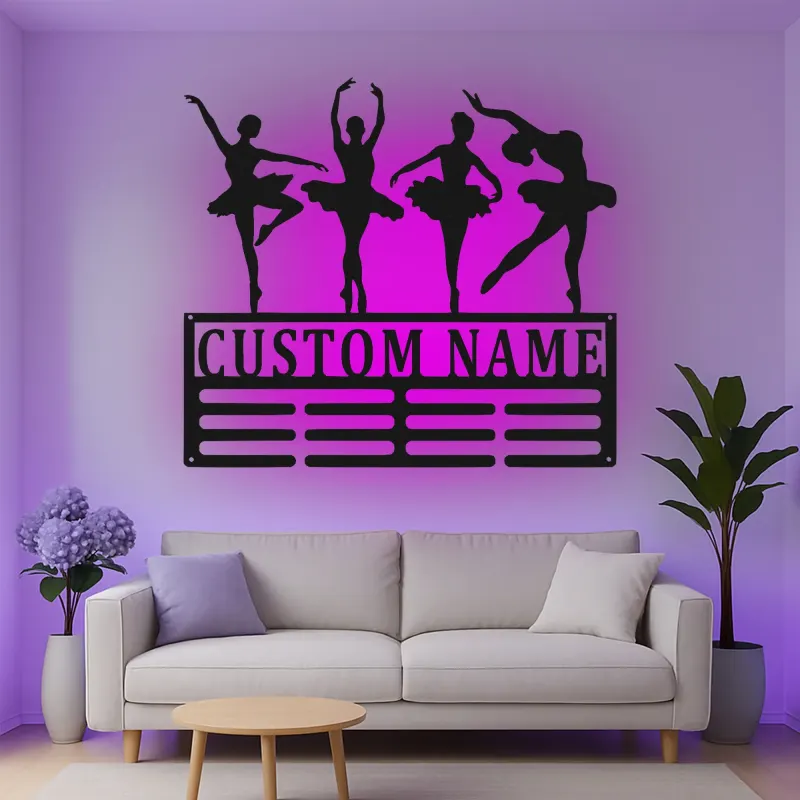 Cartel de metal LED de bailarina personalizado, regalo de danza para decoración de dormitorio de chicas amantes del ballet