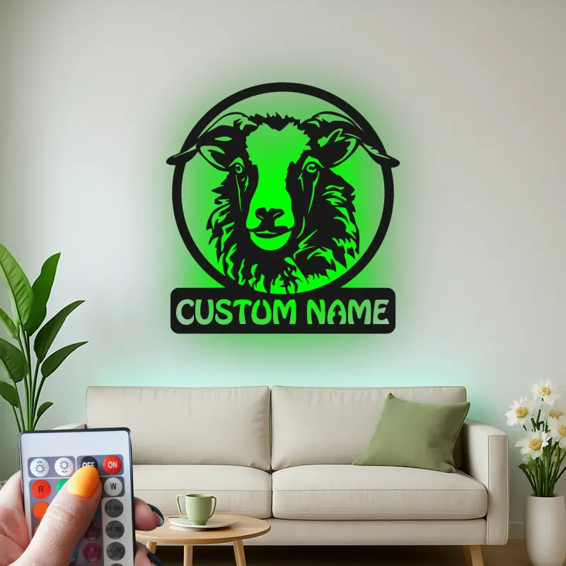 Custom Sheep Metal Sign | LED Farmhouse Wall Art for Barn & Ranch | Personalized Country Home Decor