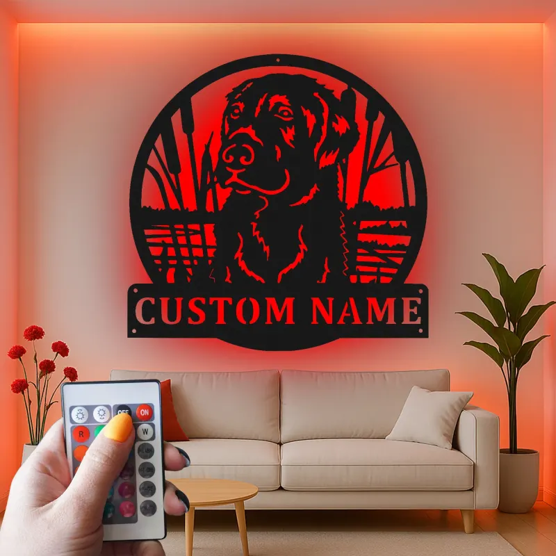 Personalisierte Labrador Retriever LED-beleuchtete Metall-Wandkunst – Geschenk für Hundeliebhaber