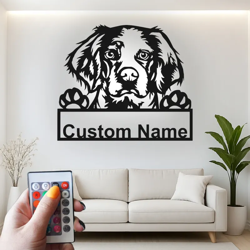 Custom Dog Led Light Metal Wall Art Personalized Pet Lover Gift Living Room or Entryway Decor