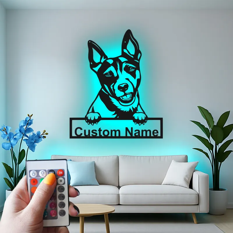 Personalisierte LED-beleuchtete Metall-Wandkunst mit Hundemotiv – Geschenk für Haustiereltern, Wohn- oder Eingangsbereich-Deko