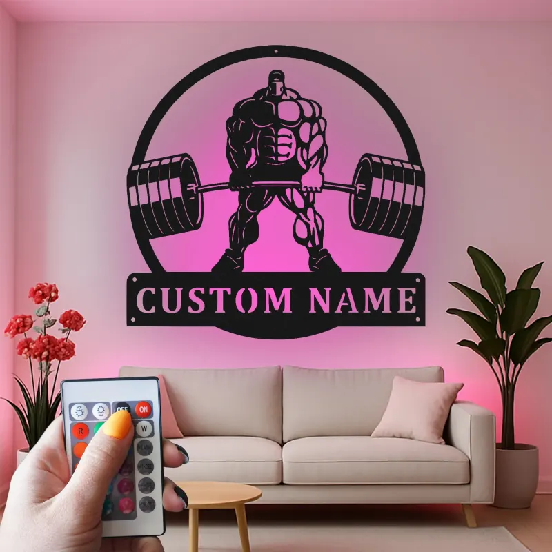 Personalisierte LED-Beleuchtung Metall-Wandkunst für Bodybuilder