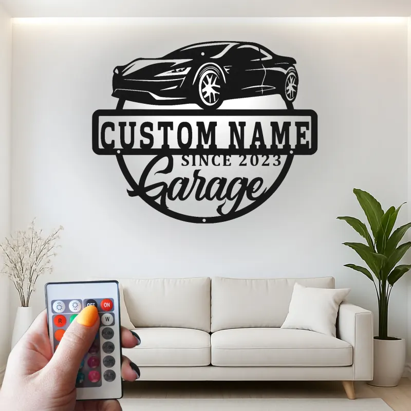Cartel de metal LED personalizado para garaje de coches deportivos, regalo para entusiastas de los coches, decoración de man cave