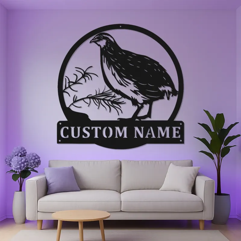 Cartel de metal personalizado de codorniz de California | Arte mural retroiluminado con LED | Decoración personalizada para cabañas | Regalo de vida silvestre para amantes de la naturaleza