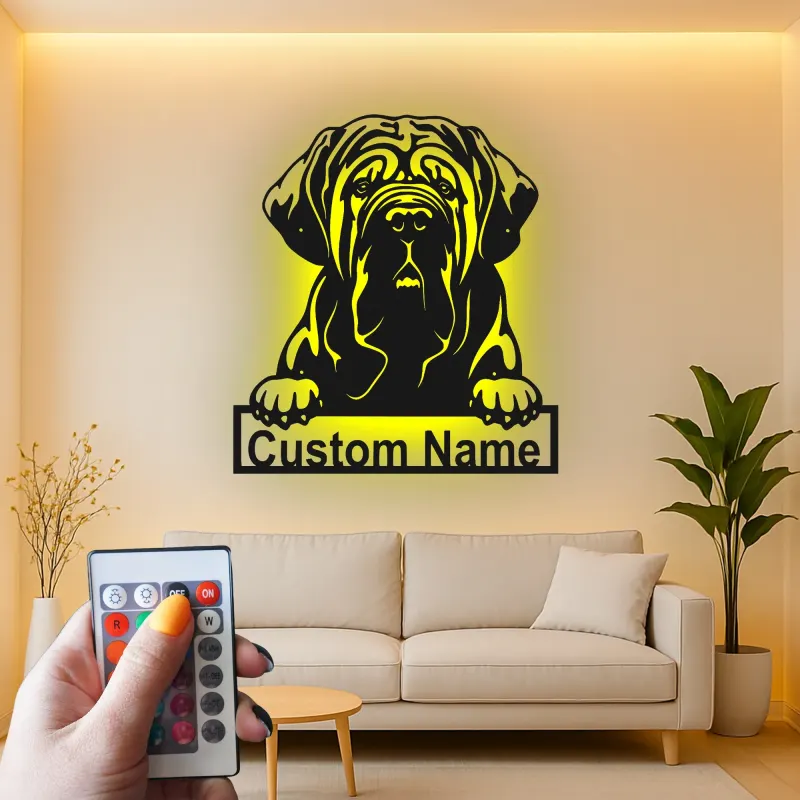 Custom Mastiff Led Light Metal Wall Art Personalized Dog Lover Gift Living Room Pet Decor 5