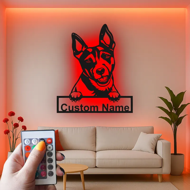 Personalisierte LED-beleuchtete Metall-Wandkunst mit Hundemotiv – Geschenk für Haustiereltern, Wohn- oder Eingangsbereich-Deko
