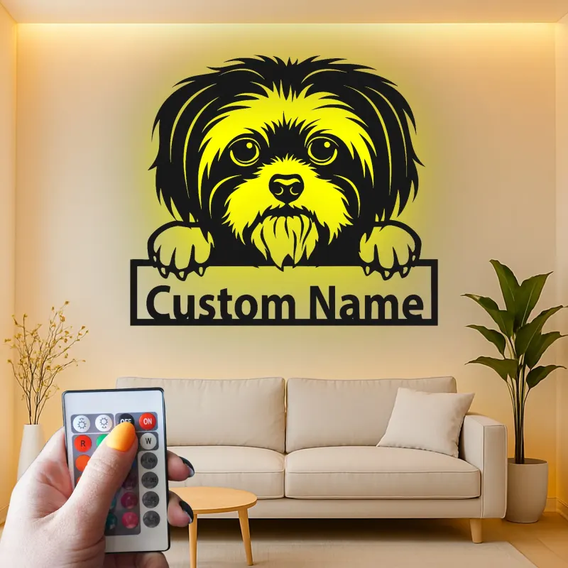 Insegna in metallo LED personalizzata per Shih Tzu - Regalo per amanti dei cani - Decorazione per soggiorno 2