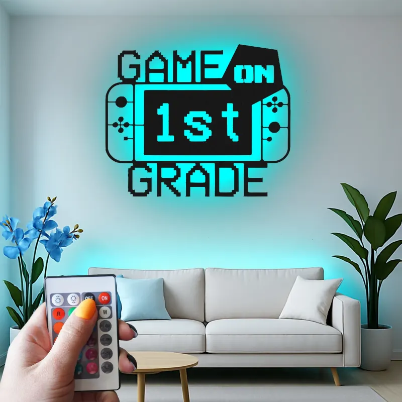 Gamer LED Sign for Wall | Custom 1st Grade Gift | Metal Art for Kids Room | Gaming Decor Light
