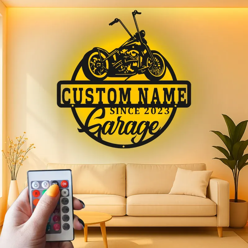 Cartel de metal LED personalizado para garaje de motocicletas, regalo para él, decoración para man cave