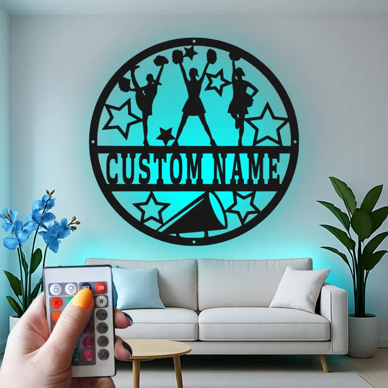 Insegna in metallo LED personalizzata per cheerleader - Regalo per adolescenti per camera da letto o decorazione per palestra