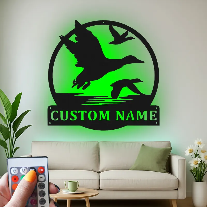 Décoration murale en métal LED silhouette de canard personnalisée pour les passionnés de faune