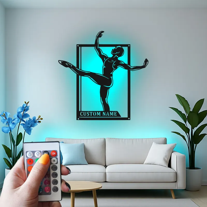 Décoration murale en métal personnalisée Danseuse de ballet avec rétroéclairage LED Cadeau pour danseurs Décor de studio ou de chambre
