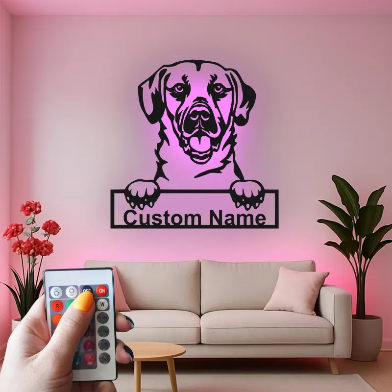 Personalisierte Labrador LED-Licht Metall-Wandkunst für Hundeliebhaber