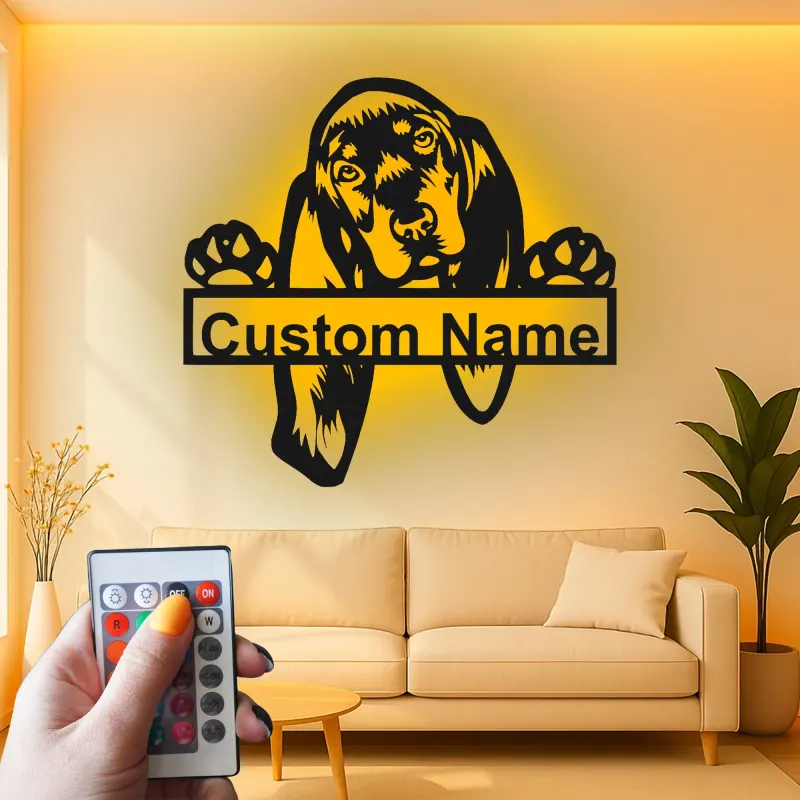 Cartel de metal LED personalizado de Bloodhound, regalo para amantes de los perros, decoración para la sala de estar