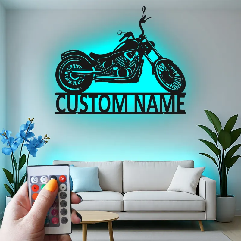 Cartel de metal LED personalizado para motocicletas, regalo para entusiastas de las motos, decoración para garaje o man cave