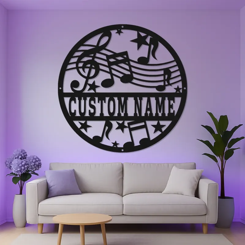 Insegna LED per Note Musicali Personalizzata | Arte in Metallo per Decorazione Studio | Regalo per Musicista Chiave di Violino