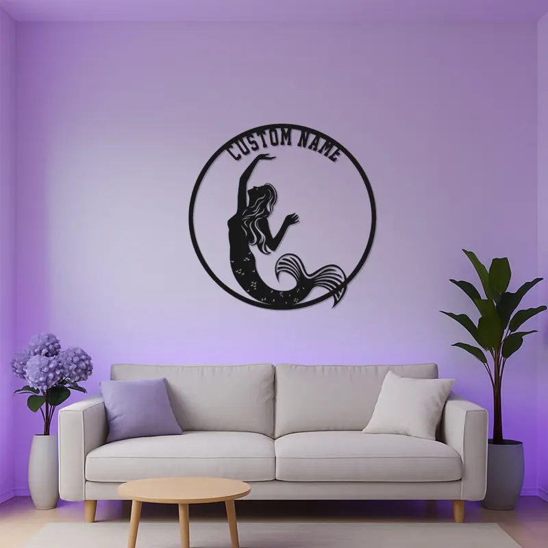 Custom Mermaid Metal Sign | Personalized LED Name Light | Girls Room & Nursery Decor | Nautical Beach House Wall Art