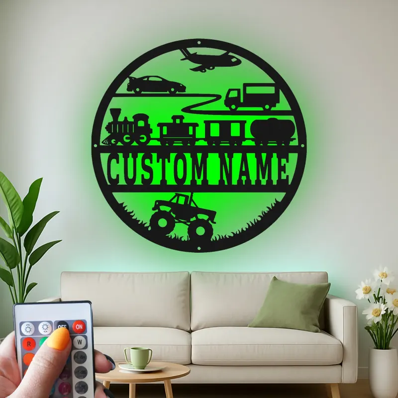 Cartel de metal LED de transporte personalizado regalo para decoración de guardería o sala de juegos
