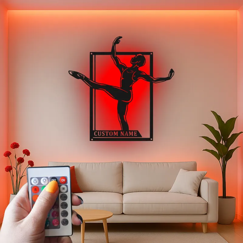 Décoration murale en métal personnalisée Danseuse de ballet avec rétroéclairage LED Cadeau pour danseurs Décor de studio ou de chambre