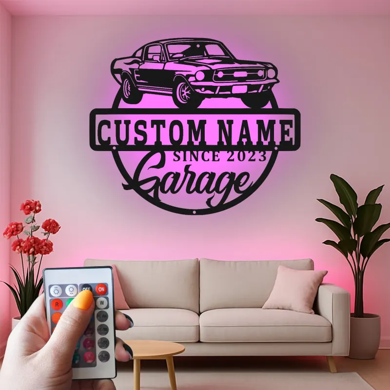 Insegna in metallo LED personalizzata per auto classiche regalo per appassionati di auto decorazione per garage 2
