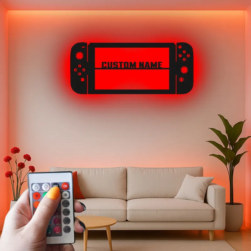 Cartel personalizado para gamer | Arte mural LED de metal para sala gaming | Decoración personalizada para consola | Regalo para gamer adolescente