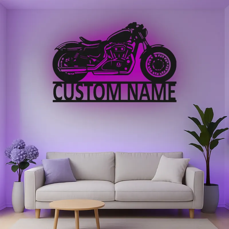 Insegna in metallo LED personalizzata per motociclette - Regalo per motociclisti, decorazione per garage o man cave 2
