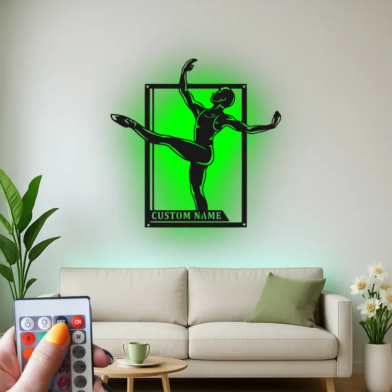 Décoration murale en métal personnalisée Danseuse de ballet avec rétroéclairage LED Cadeau pour danseurs Décor de studio ou de chambre