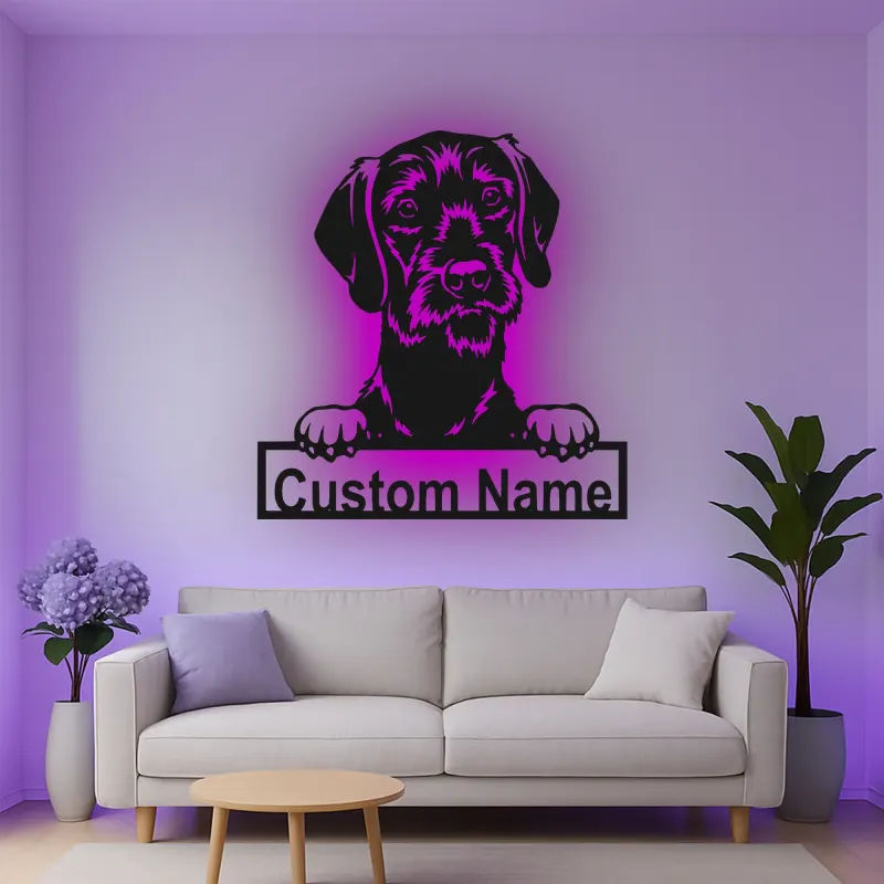 Cartel de metal LED personalizado de raza de perro, regalo para amantes de mascotas, decoración para sala de estar o entrada