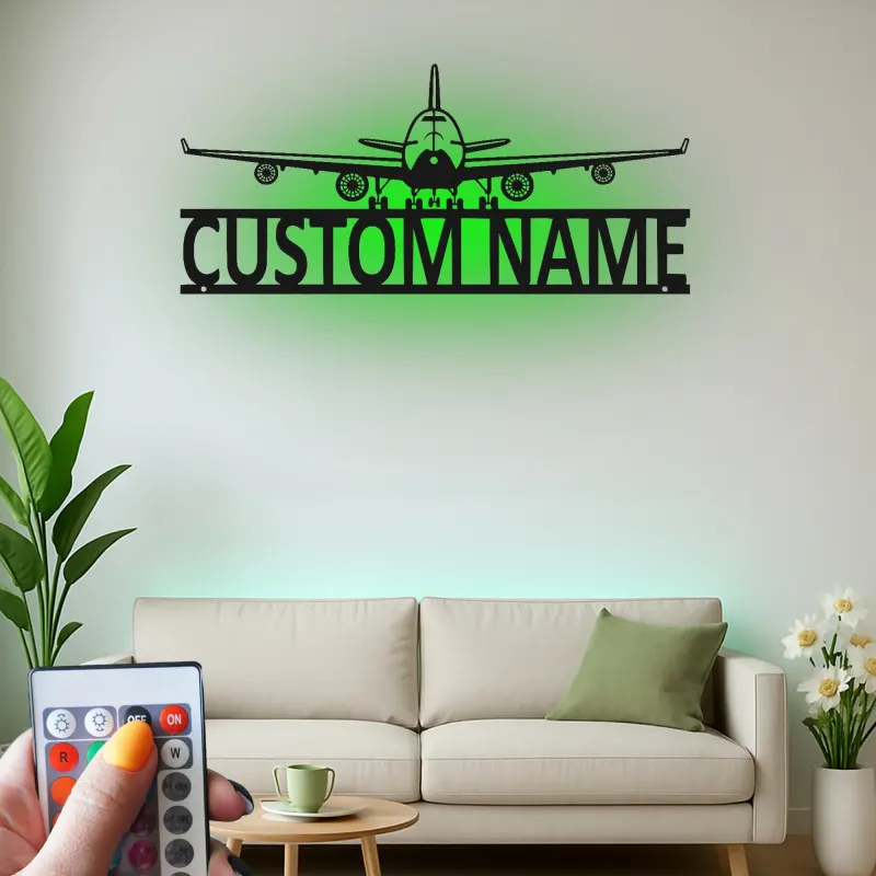 Insegna in metallo LED personalizzata per aereo - Regalo di aviazione per pilota - Decorazione per hangar