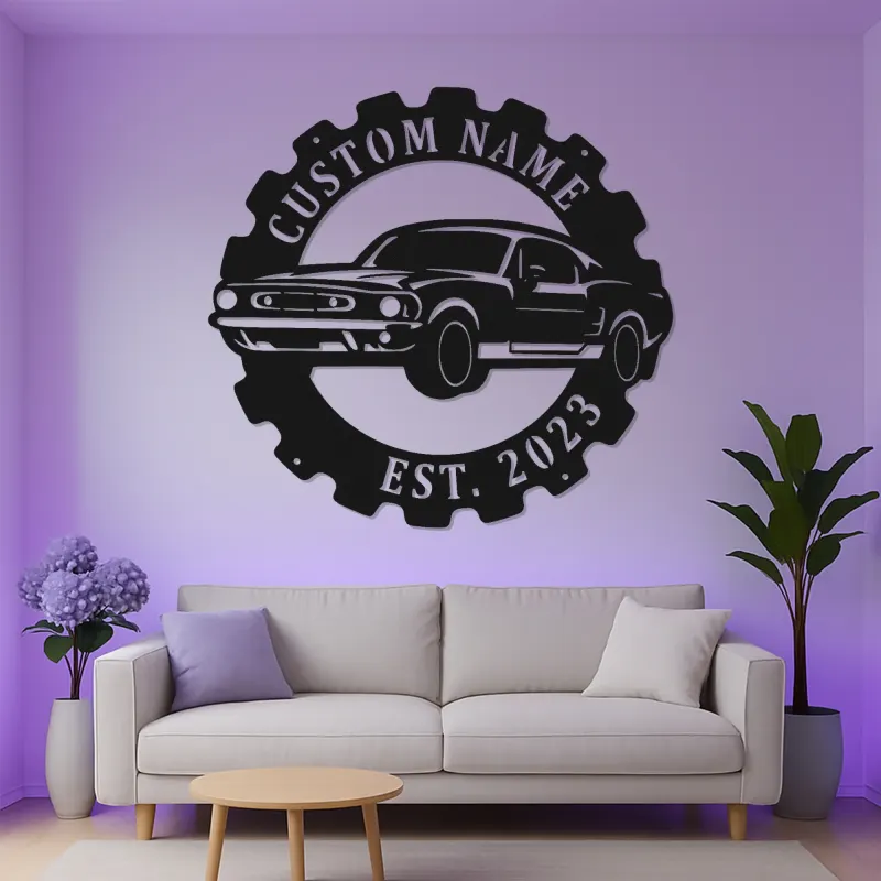 Insegna LED muscle car su misura | Arte da parete in metallo per garage | Arredo auto personalizzato | Regalo vintage per uomo