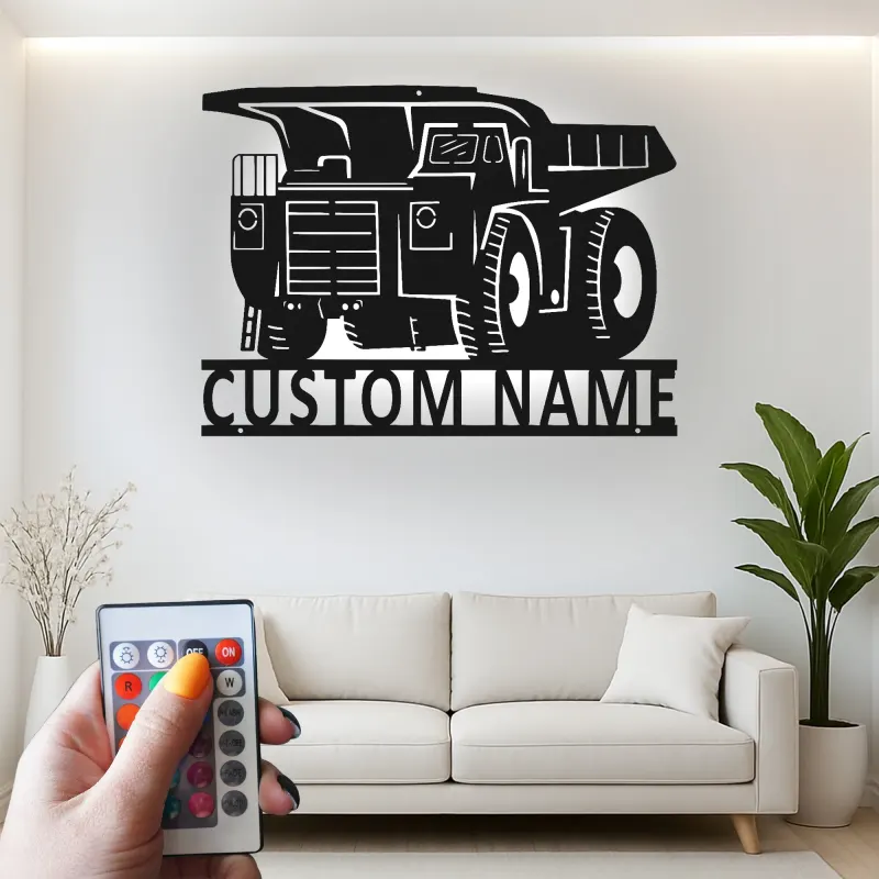 Cartel de metal LED de camión volquete personalizado, regalo para entusiastas de la construcción, decoración de garaje u oficina